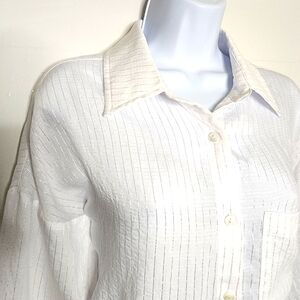 BLUE BLUSH Size Small White Viscose & Silver Thread